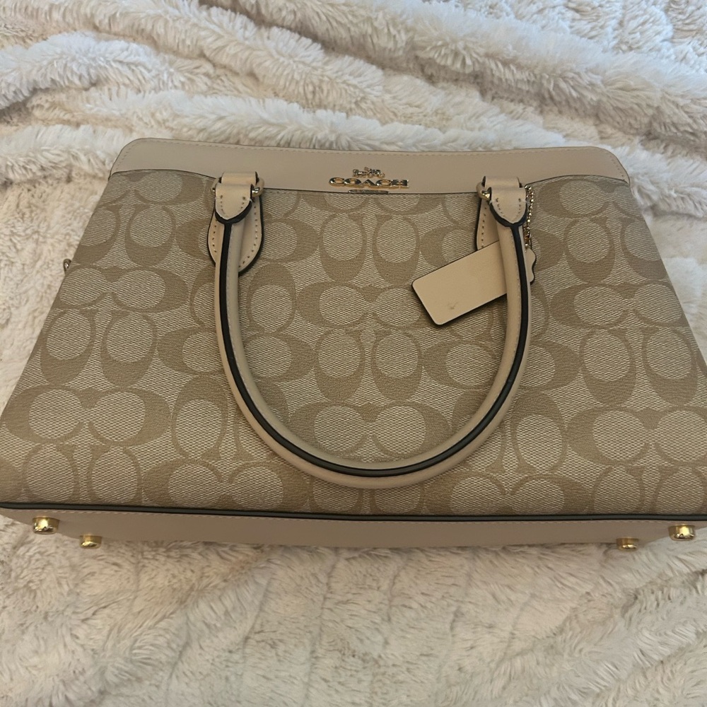 Coach Tan Satchel with Signature Monogram